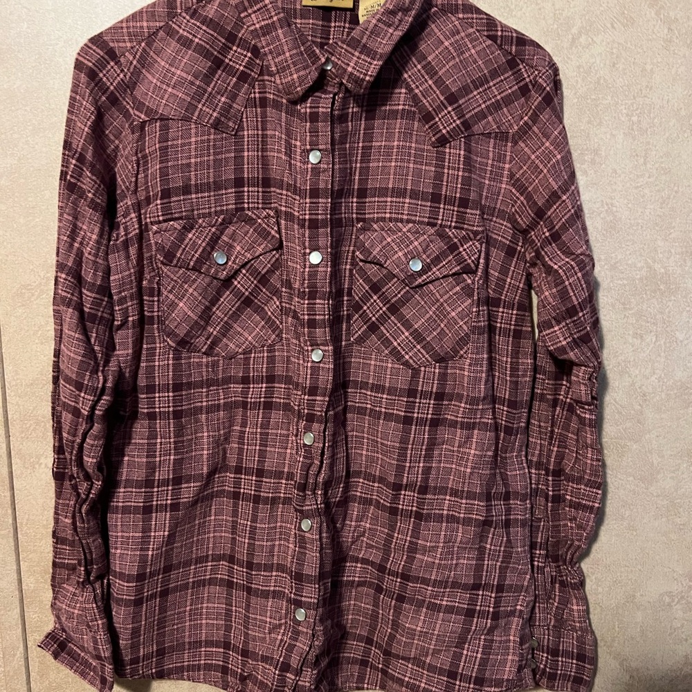 Wrangler Brown Button Down Shirt Classic Top